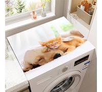 Hearda Housse Machine a Laver Imprimé Chien,Dessus Tapis Lave Linge Antidérapant,Housse de Protection pour Machine à Laver Top,Tapis de Protection pour Dessus Sèche-Linge (Chat,40x50cm)