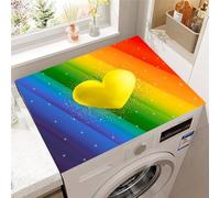 Hearda Housse Machine a Laver Moderne et Coloré,Dessus Tapis Lave Linge Antidérapant,Housse de Protection pour Machine à Laver Top, Tapis de Protection pour Dessus Sèche-Linge (Cœur,50x60cm)