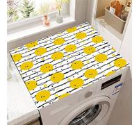 Hearda Housse Machine a Laver Motif à Pois, Dessus Tapis Lave Linge Antidérapant, Housse de Protection pour Machine à Laver Top, Tapis de Protection pour Dessus Sèche-Linge (Jaune,60x60cm)