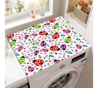 Hearda Housse Machine a Laver Motif Coccinelle,Dessus Tapis Lave Linge Antidérapant,Housse de Protection pour Machine à Laver Top, Tapis de Protection pour Dessus Sèche-Linge (Floral,50x50cm)