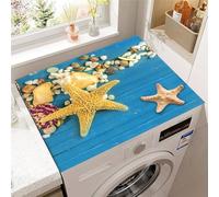 Hearda Housse Machine a Laver Plage Été, Dessus Tapis Lave Linge Antidérapant, Housse de Protection pour Machine à Laver Top, Tapis de Protection pour Dessus Sèche-Linge (Bleu,50x60cm)