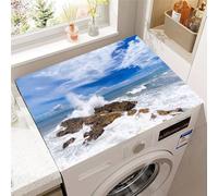 Hearda Housse Machine a Laver Vagues de Plage,Dessus Tapis Lave Linge Antidérapant,Housse de Protection pour Machine à Laver Top,Tapis de Protection pour Dessus Sèche-Linge (Vagues,50x60cm)