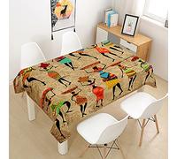 Hearda Nappe de Table Anti Tache Impermeable, Nappe de Cuisine Rectangulaire Modèle d'art Régional, Nappe Table Rectangle pour Fête de Mariage, Salle à Manger (Nation Africaine,140x180cm)