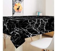 Hearda Nappe de Table Anti Tache Impermeable, Nappe de Cuisine Rectangulaire Motif de Marbre 3D, Nappe Rectangle Extérieur, pour Fête de Mariage, Salle à Manger (Noir Argent,60x60cm)