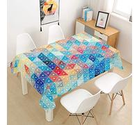 Hearda Nappe de Table Anti Tache Impermeable, Nappe de Cuisine Rectangulaire Motif Triangle Géométrique,Nappe Table Rectangle Extérieur pour Fête de Mariage,Salle à Manger,Pique-Nique (150x260cm,3)