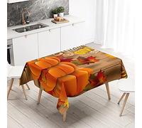 Hearda Nappe de Table Halloween Anti Tache Impermeable, Nappe de Cuisine Rectangulaire Citrouille 3D, Nappe Rectangle Extérieur,pour Fête de Mariage,Salle à Manger (Feuille d'érable,150x210cm)