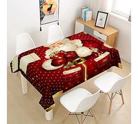 Hearda Nappe de Table Rectangle Anti Tache, Nappe de Cuisine Rectangulaire Imprimé de Noël, Nappe Impermeable Extérieur, pour Fête de Mariage, Salle à Manger (Cadeau de Noël,100x140cm)