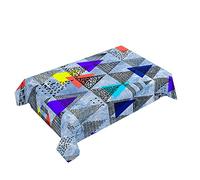 Hearda Nappe de Table Rectangle Anti Tache, Nappe de Cuisine Rectangulaire Imprimé Géométrique Triangle Nappe Impermeable Extérieur, pour Jardin, Café, Salle à Manger (Bleu Gris,140x180cm)