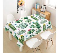 Hearda Nappe Imperméable Polyester, Impression de Cactus/Antitache/Antifouling/Lavable, Nappe de Cuisine de Jardin pour Les Tables Rondes ou Rectangulaires (Plantes succulentes,150x300cm)