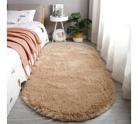 Hearda Tapis Ovale de Salon Poil Long Shaggy, Tapis Chambre Shaggy Moderne Moquette Salon Poil Long Moelleux Doux Lavable avec Fond Antidérapant pour Chevet Canapé (Couleur Kaki,40x60cm)