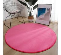 Hearda Tapis Rond Flanelle Tapis Chambre, Couleur Unie Moquette Antidérapant Lavable Moquette de Salon, Feutre Doux pour Bureau, Intérieur (Rouge rosé,80cm)