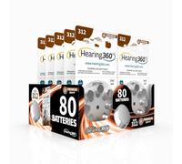 Hearing360 80 piles pour appareils auditifs mesure 312 qualité supérieure, durée de vie supplémentaire, compatibles avec tous les modèles, sans mercure (10 ampoules de 8 piles)