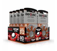 Hearing360 80 Piles pour appareils auditifs Rayovac Extra modèle 312, Longue durée, compatibilité Universelle, sans Mercure (10 blisters de 8 Piles)