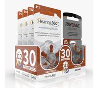 Hearing360 Batteries pour appareils auditifs Rayovac Extra et Hearing360 taille 312 marron (5 blisters, 30 piles)