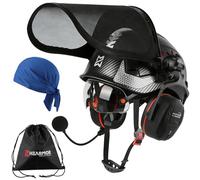 HEARMOR VOLTEK Casque de protection forestier en ABS équipé de Bluetooth 5.3 Protection des oreilles Shield LD HM, offre une protection complète pour la tête, les yeux, le visage et l'ouïe, résistant