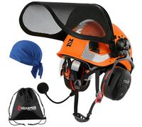 HEARMOR VOLTEK Casque de protection forestier en ABS équipé de Bluetooth 5.3 Protection des oreilles Shield LD HM, offre une protection complète pour la tête, les yeux, le visage et l'ouïe, résistant