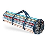 Hearth & Harbor Boîte de rangement pour papier cadeau - Le support de papier cadeau transparent peut contenir jusqu'à 14 rouleaux de 101,6 cm - Résistant aux déchirures - Sac de rangement de Noël de