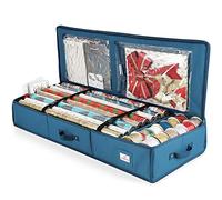 Hearth & Harbor Boîte de rangement pour papier cadeau - Sac de rangement Noël avec poches intérieures - Organiseur d'emballage pouvant contenir jusqu'à 22 rouleaux de 101,6 cm - Indéchirable
