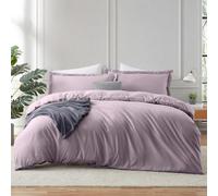 Hearth & Harbor Housse de Couette 3 pièces pour Grand lit - Housse de Couette Douce doublement brossée avec Fermeture à Boutons, 1 Housse de Couette 229 x 229 cm et 2 taies d'oreiller (Violet)