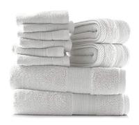 Hearth & Harbor Lot de 10 Serviettes de Bain 100% Coton filé à l'anneau pour Salle de Bain, luxueuses, Douces et très absorbantes, (2 Serviettes de Bain, 2 essuie-Mains, 6 débarbouillettes) - Blanc