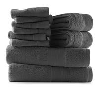 Hearth & Harbor Lot de 10 Serviettes de Bain 100% Coton filé à l'anneau, Ultra Douces et très absorbantes, Gris foncé