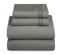 Hearth & Harbor Parure de lit 4 pièces pour lit de Camping-Car Queen Size Court, draps et taies d'oreiller doublement brossés de qualité hôtelière de Luxe, Extra Doux, Gris Anthracite