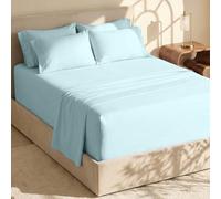 Hearth & Harbor Parure de lit 6 pièces à Poches très Profondes, Convient aux Matelas de 45,7 à 61 cm de Profondeur, draps à Poches très Profondes, draps pour très Grand lit, Bleu Turquoise