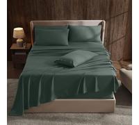 Hearth & Harbor Parure de lit 6 pièces à Poches très Profondes, Convient aux Matelas de 45,7 à 61 cm de Profondeur, draps à Poches très Profondes, pour Grand lit, Vert forêt