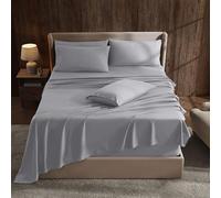 Hearth & Harbor Parure de lit 6 pièces à Poches très Profondes, Convient aux Matelas de 45,7 à 61 cm de Profondeur, draps à Poches très Profondes, draps pour lit Deux Places, Gris