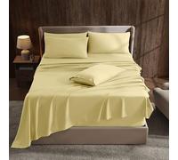 Hearth & Harbor Parure de lit 6 pièces à Poches très Profondes - Convient aux Matelas de 45,7 à 61 cm - Draps pour Grand lit - Jaune Doux
