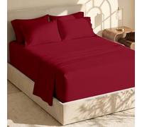 Hearth & Harbor Parure de lit 6 pièces - Drap-Housse Extra Profond pour Matelas de 45,7 à 61 cm de Profondeur., Bordeaux, Split King