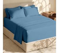 Hearth & Harbor Parure de lit 6 pièces - Drap-Housse Extra Profond pour Matelas de 45,7 à 61 cm de Profondeur., Blue Heaven, Entier
