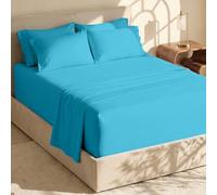 Hearth & Harbor Parure de lit 6 pièces - Drap-Housse Extra Profond pour Matelas de 45,7 à 61 cm de Profondeur., Bleu Plage., Twin XL
