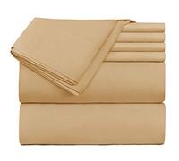 Hearth & Harbor Parure de lit 6 pièces - Drap-Housse Extra Profond pour Matelas de 45,7 à 61 cm de Profondeur., Camel, Jumeau