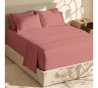 Hearth & Harbor Parure de lit 6 pièces - Drap-Housse Extra Profond pour Matelas de 45,7 à 61 cm de Profondeur., Misty Rose., Queen Size
