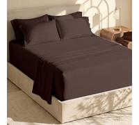 Hearth & Harbor Parure de lit 6 pièces - Drap-Housse Extra Profond pour Matelas de 45,7 à 61 cm de Profondeur., Marron, Jumeau
