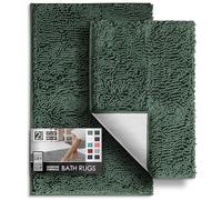 Hearth & Harbor Tapis de Salle de Bain, Tapis de Bain Chenille, Lavable en Machine, Tapis de Bain pour Salle de Bain avec Dos antidérapant, Tapis de Salle de Bain à séchage Rapide, Taille S à M, Gris