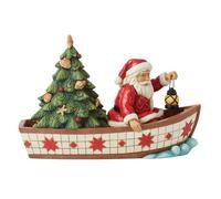 Heartwood Cr y Jim Shore Figurine Père Noël dans un bateau avec arbre