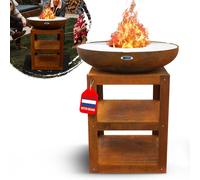 HEAT Outdoor Living Bakka Barbecue Plancha - Plancha cuisson - Plateau de feu et socle - Stockage de bois - 80x80x96 cm