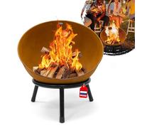 HEAT Outdoor Living Kappa - Brasero de Jardin - Foyer d'extérieur - Braseros et corbeilles à feu - Brasero en Acier Peint - 56 x 56 x 60 cm - Finition Rouille