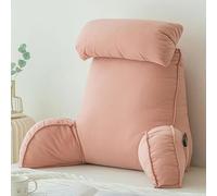 HEATHE Oreiller de Lecture avec Accoudoirs, Coussin Dossier Lit Ergonomique, Support Dos et Cou Repose Nuque, Coussin Incliné Lavable pour Lecture Canapé Salon Adulte Senior，Couleur Rose