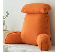 HEATHE Oreiller de Lecture avec Accoudoirs, Coussin Dossier Lit Ergonomique, Support Dos et Cou Repose Nuque, Coussin Incliné Lavable pour Lecture Canapé Salon Adulte Senior，Couleur Orange