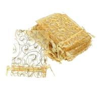 HEATSHAKING 200 Paquet à Cordon D'emballage en Organza Doré 3,5x3 Cm pour Pochettes à Bijoux et Présents, Design Élégant et Style Shower Nuptial, Lot de 200 Pièces