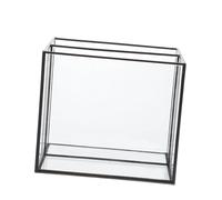 HEATSHAKING Boîte de Rangement Maquillage Multifonction Verre avec Compartiments Organisateur Cosmétiques et Bijoux Boîte Élégante Noire à Double Compartiment Laiton Rangement Pratique pour