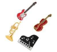 HEATSHAKING Broche Violon et Guitare en Alliage 4pcs, Accessoire Musical Délicat Multifonction pour Décoration de Vêtements, pour Cérémonies et Bals
