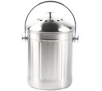 HEATSHAKING Poubelle Cuisine en Acier Inoxydable Argenté Poignée Portable et Couvercle Anti-Odeur pour Compostage Intérieur et Rangement Pratique