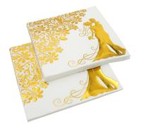 HEATSHAKING Serviettes à Cocktail Dorées Élégantes en Pâte de Bois, 40 Pièces, Jetables et Sûres pour Mariage et Fête, Décor Chic et Peau Douce