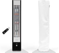 HeatTower noir + AirCape blanc – Radiateur infrarouge d'appoint sur pied de 2500 watts avec abat-jour, radiateur pour terrasse, 4 niveaux de chauffage, télécommande, radiateur électrique pour terrasse