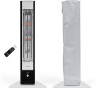 HeatTower noir + AirCape gris – Radiateur infrarouge d'appoint sur pied de 2500 watts avec abat-jour, radiateur pour terrasse, 4 niveaux de chauffage, télécommande, radiateur électrique pour terrasse,