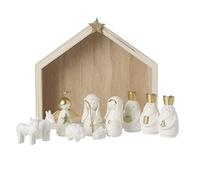 Heaven Crèche de l'Avent naturelle blanche et dorée